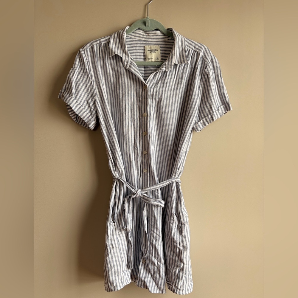 Abercrombie & Fitch Striped Mini Dress - White and Gray